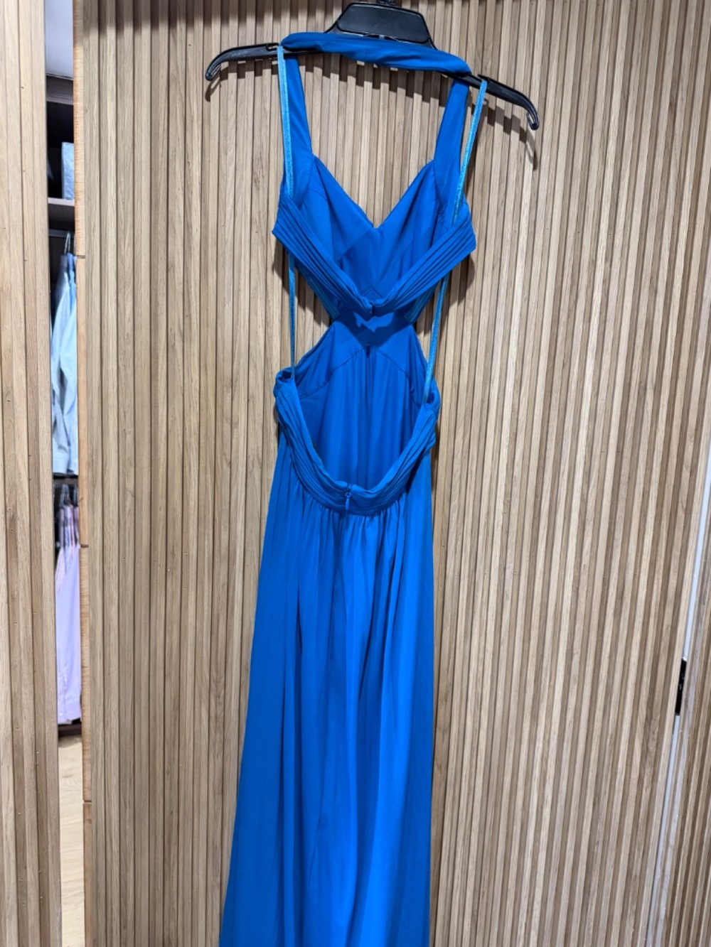 BCBG Max Azria Blue Cutout Back Maxi Dress XS Formal Evening Gown - Picture 4 of 6